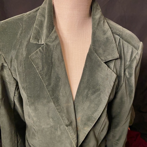Denim&Co Dark Green Velvet Blazer Jacket - Picture 11 of 11